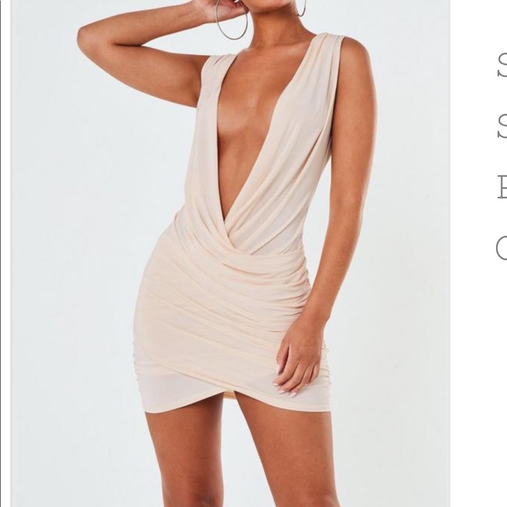 Pink Slinky Drape Front Mini Dress